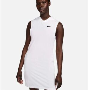 NIKE Swim Cover-Up Dress | Hooded, Sleeveless, Light Weight | Medium White